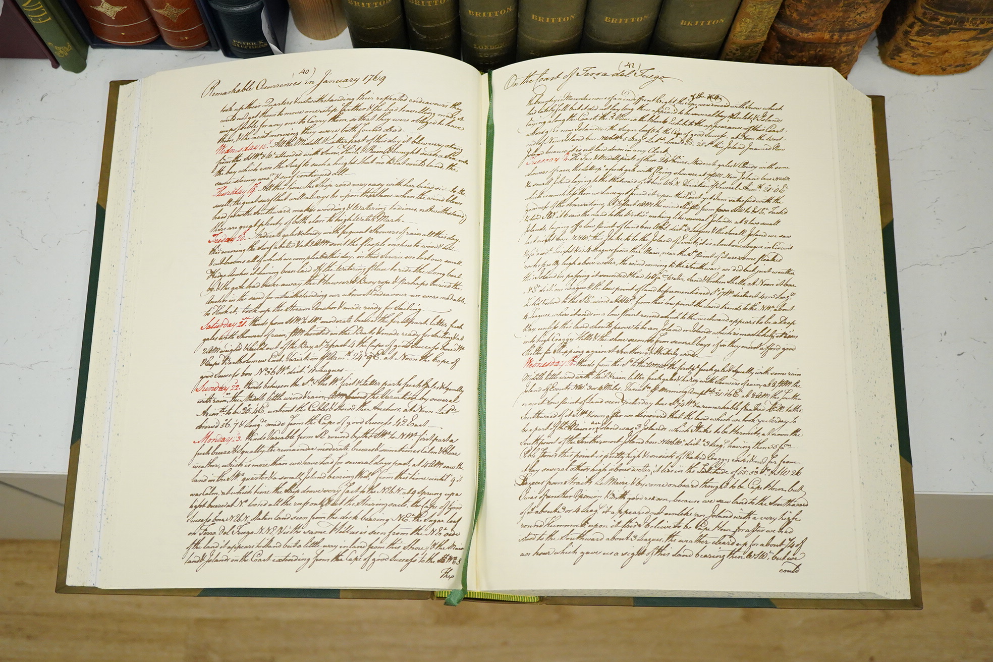 Cook, James - The Journal of H.M.S. Endeavour, 1768-1771. By Lieutenant James Cook. Limited Edition (of 500 numbered copies; this copy no. xiv of 20 presentation copies). 40 plates (some coloured), text illus. and facsim